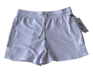 Nine West Active Kordelzug Shorts weiß Netzeinsätze Taschen Damen Large neu mit Etikett - Bild 1 von 2