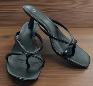 A New Day Black Women’s open toe Slip on Low Heels Black Size 10 preowned - Picture 1 of 5