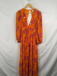 Maxi Vestido TOCCIN x RTR Naranja Estampado Palma Talla 0 (LEER) - Imagen 1 de 12