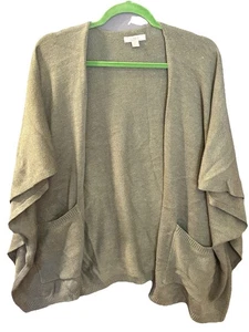 Cárdigan Suéter LOFT Tejido Frente Abierto Para Mujer M/L Manga Kimono Bolsillos Talla Grande - Imagen 1 de 4