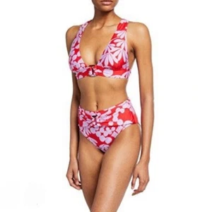 Bikini Trina Turk 12 Bali Flores Halter Cuello Parte Superior Cintura Alta Parte Inferior - Imagen 1 de 6