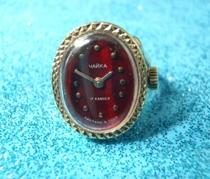 CHAIKA Vintage USSR Women's Ladies Watch Ring Mechanical Serviced Gold Plated - Picture 1 of 10
