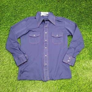 Vintage 80s Disco MOD Button Shirt Medium 19x25 K-Mart - Picture 1 of 11