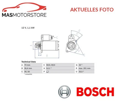 MOTOR ANLASSER STARTER BOSCH 0 986 020 350 P NEU OE QUALITÄT - Image 1 of 4