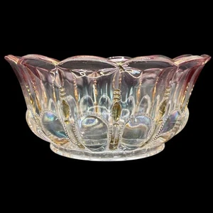 Raro De Colección Vidrio EE. UU. Michigan Bowl Doncellas Rubor y Oro Rosa EAPG 8.75”x4” - Imagen 1 de 7