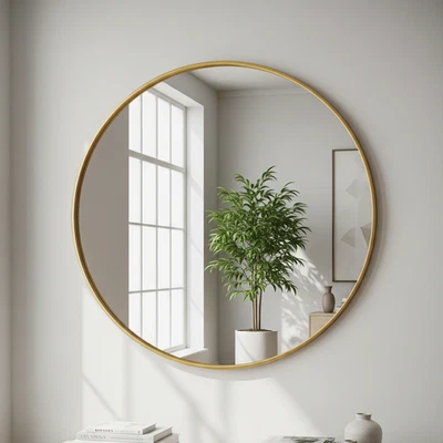 24 Inch Circle Mirror Round Bathroom Mirror for Wall Decor Bedroom Gold - Image 1 of 4
