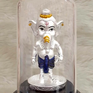 Bal Ganesha Idol in Pure Silver Divine Gift in Air Proof Acrylic Box OmPoojaShop - Picture 1 of 3