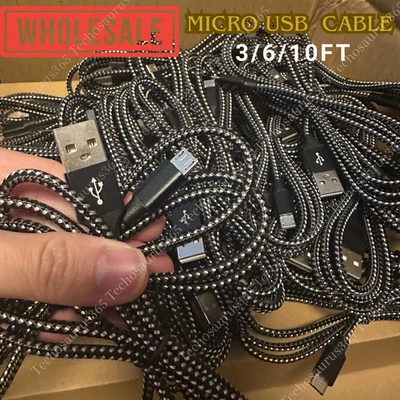 Micro USB к USB A кабель Android зарядное устройство плетеный шнур для Samsung Google LG лот - Изображение 1 из 4