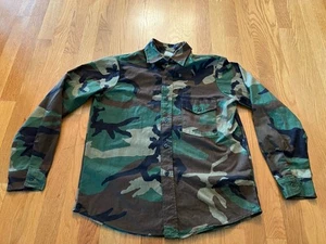 BDU WOODLAND CAMOUFLAGE Youth Large Button Up SHIRT Camo USA Made - Picture 1 of 6