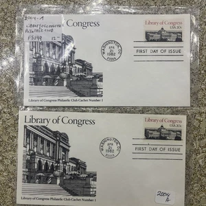 FDC 2004 Library Of Congress Washington, DC 1982 Lot of 2 - Picture 1 of 3