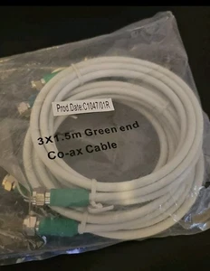 3x 1.5m Green End Co-ax Cable - Afbeelding 1 van 3