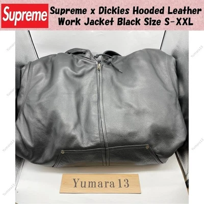Chaqueta de Trabajo Supreme X Dickies de Cuero con Capucha Negra Talla S-XXL Nueva Foto 1 de 4
