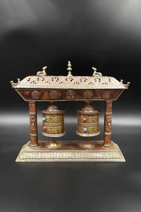 Tibetan Spinning Double Prayer wheel, Buddhist prayer wheel handmade in Nepal - Picture 1 of 8