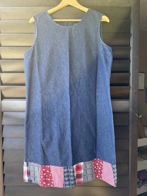 Karen Scott хлопок джинсовой ткани платье без рукавов размер большой винтажный Americana  - Изображение 1 из 4