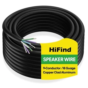 18 AWG 9-Leiter Lautsprecherkabel Kabel 25 Fuß, 4-Kanal CCA Litze Verstecken Pr... - Bild 1 von 6