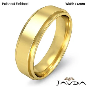 Solid Wedding Band Men Plain Flat Step Ring 6mm 18k Yellow Gold 7.2g Sz 4-4.75 - Picture 1 of 4
