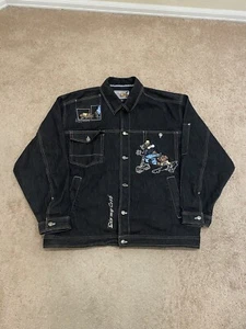 Vintage Y2K 2000s RAW BLUE Embroidered Hip Hop Denim Jean Jacket Size 2XL Baggy - Picture 1 of 8