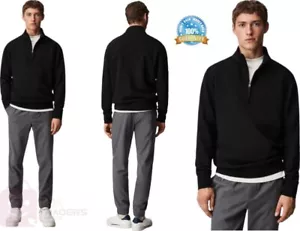 Mens Cotton Sweatshirt Half Zip Funnel Neck Pullover Casual Fleece Jumper S-XXXL - Picture 1 of 6