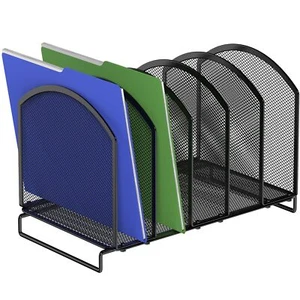 5-Section Vertical Desktop Organizer Upright Mesh File Sorter for Office Use - Picture 1 of 7