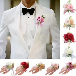Wedding Buttonhole Corsage Men Ladies Flowers Mothers Pin on Groom Bride Bouquet - Picture 1 of 26
