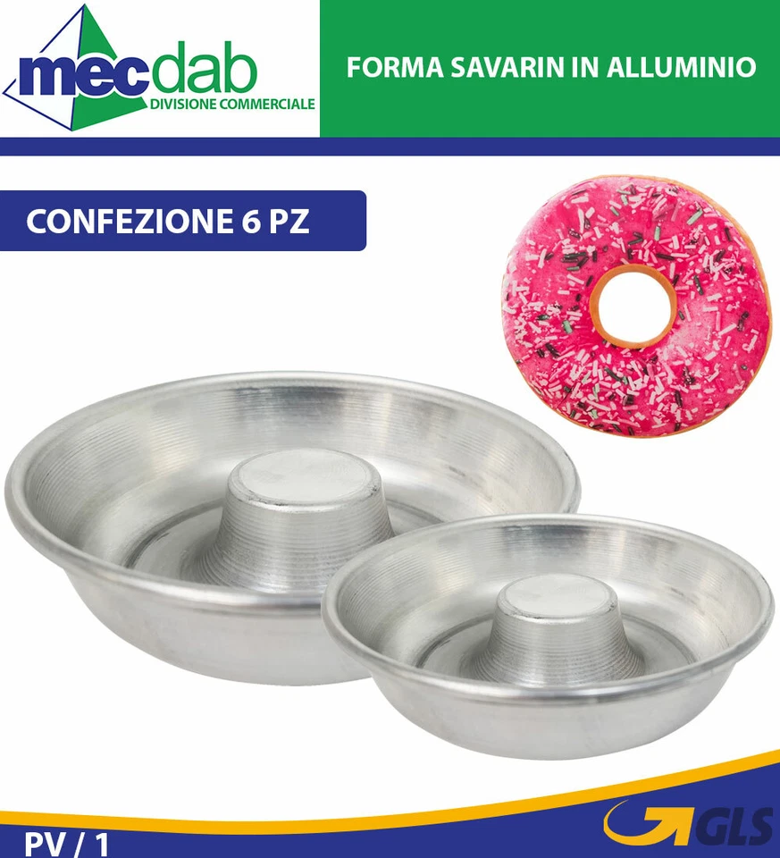 Forma Savarin in Alluminio Stampo Per Dolci e Rustici Confezione 6 Pezzi - Immagine 1 di 1