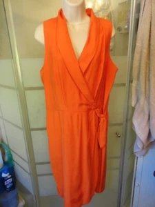 Ladies Coral Faux Wrap Fully Lined Positive Attitude Dress - SZ 14 - Picture 1 of 8