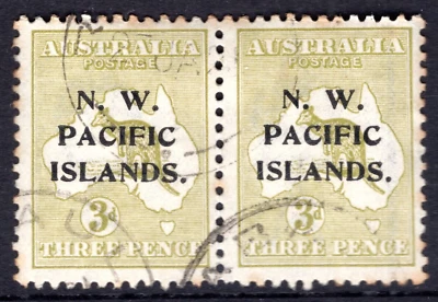 NWPI / N.W.P.I. / New Guinea 3d Olive Roo 3rd WMK Pair - Imagem 1 de 2