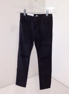 7 FOR ALL MANKIND SMALL GIRLS THE SKINNY RIPPED JEANS BLACK NWT $75 - Picture 1 of 9