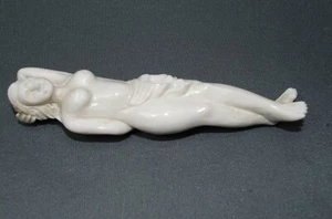 Akt Schnitzerei Doktorlady aus Hirschgeweih 11 cm Netsuke - Imagen 1 de 8
