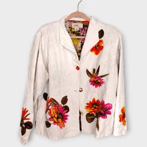 Anu By Natural | Womens Jacket | Sz XL | White Embroidery Flowers Cotton Cottage - Picture 1 of 10