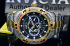 NEW Invicta SPEEDWAY 50MM BLACK Dial 18K Gold Plated Chrono TWO TONE S.S Watch