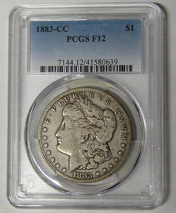 PCGS F12 1883-CC Morgan Silver Dollar Carson City Mint Coin #41580639 - Picture 1 of 3