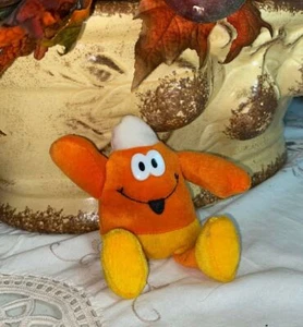 Halloween Zuckermais Stofftier mit weißem hängenden Haken 6" x 5" x 2" ~ Vintage - Bild 1 von 6