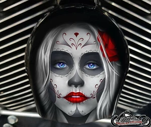 Harley Davidson Custom Horn cover Touring Dyna Softail Sportster Day of Dead  - Picture 1 of 1