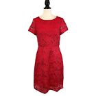 Brooks Brothers Red Fleece Lace Sheath Dress Short Sleeve Knee Length, Size 6