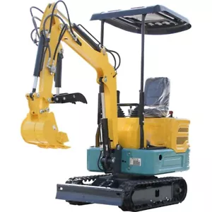 FREE SHIP Mini Excavator 1 Ton Digger 13.5hp Gas Tracked Crawler Hydraulic Thumb - Picture 1 of 17