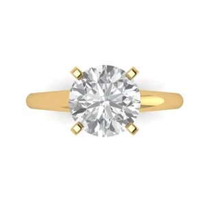 2,5 Karat Rund Designer Statement Braut klassischer Ring 14 Karat Gelbgold Moissanit - Bild 1 von 11
