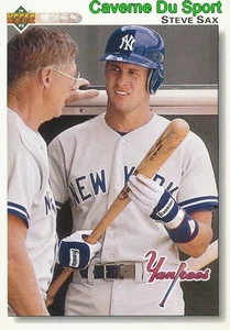 358 STEVE SAX NEW YORK YANKEES  BASEBALL CARD UPPER DECK 1992 - Imagen 1 de 1