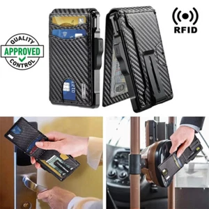 Hombre Negro Táctico Magnético Cartera RFID Bloqueo Tarjetero Aluminio Plegable - Imagen 1 de 11