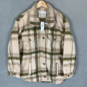 American Eagle Shacket Womens M Faux Fur Brushed Check Oversized NWT - Picture 1 of 8