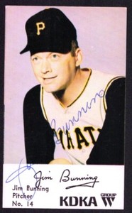 JIM BUNNING 1968 KDKA #14 AUTOGRAPH PIRATES Auto Signed Phillies Tigers d.2017