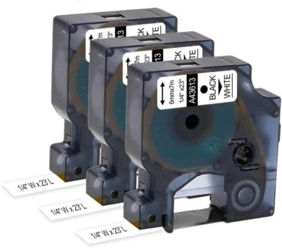 Repuesto de etiquetas compatibles para cinta de etiquetas Dymo de 1/4 de pulgada D1 43613 negra Foto 1 de 4