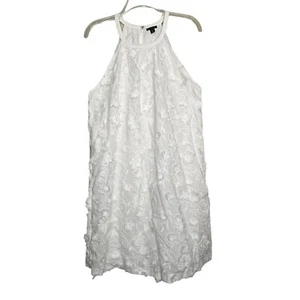 Ann Taylor White Floral Dress 3-D Applique Lined Mini Dress Womens Size 12 - Picture 1 of 11