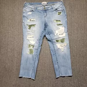 Torrid Jeans Damen 38x26 Denim Distressed Blau Trashed Thrashed Jesus Camo Lord - Bild 1 von 18