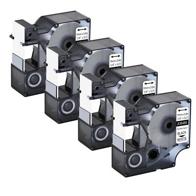 4x 18489 White Flexible Nylon Industrial Label fits Dymo Rhino 6000 3/4" Tape - Image 1 of 4