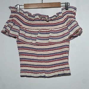 Parker Lizette Top Cabana Stripe Off The Shoulder Smocked Top Women’s Size S - Picture 1 of 8