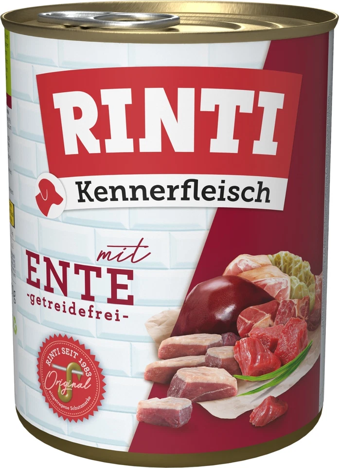 Rinti Kennerfleisch mit Ente Hunde Nassfutter getreidefrei: 12 x 800 g - Bild 1 von 1