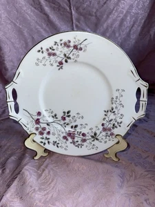 Vintage Limoges P & P Frankreich Doppelhenkel Kuchenteller Goldrand Floral - Bild 1 von 4