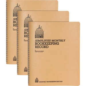 Dome 612BD Bookkeeping Record Books,Monthly,Undated,9-Inch x11-Inch,3/BD,Beige - Picture 1 of 1
