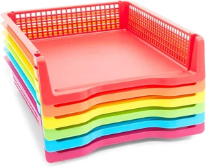 6er Set Regenbogen Turn in Tabletts für Lehrer, Kunststoff Klassenzimmer Papier Organisieren... - Bild 1 von 12